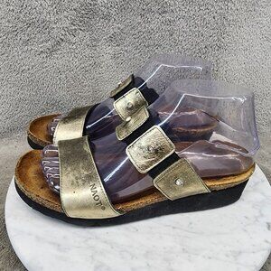 Naot Shoes Womens Size EU 38 US 7 Ashley Gold Metallic Leather Straps Sandals *G
